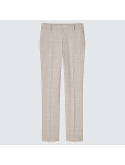 WOMEN SMART 2-WAY STRETCH GLEN-CHECKED ANKLE-LENGTH PANTS