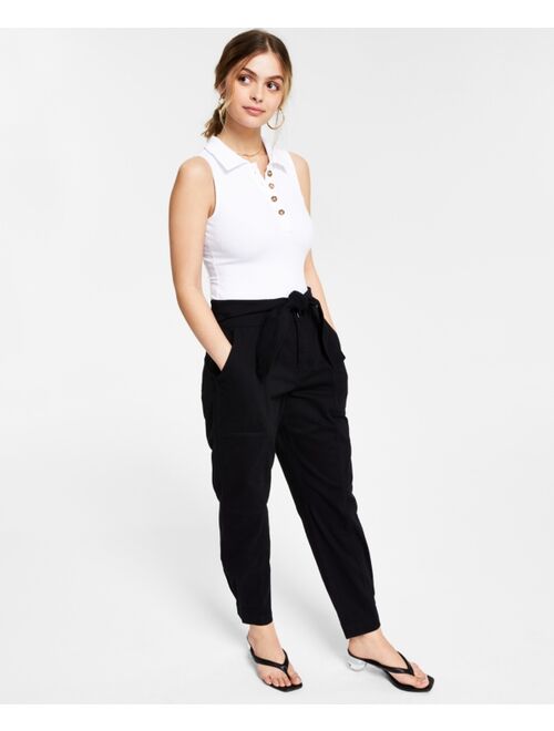 Bar III Tie-Front Tapered Pants, Created for Macy's