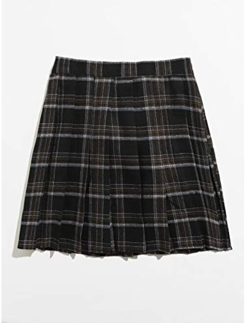 Milumia Women Plaid High Waist Pleated A Line Mini Skirt Tartan Skater Skirt