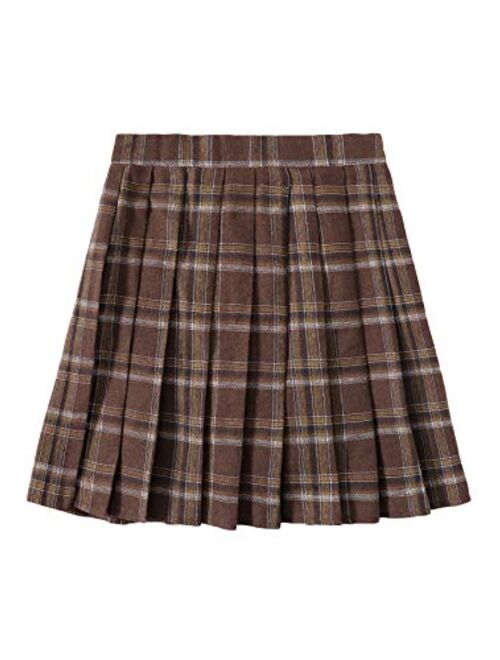 Milumia Women Plaid High Waist Pleated A Line Mini Skirt Tartan Skater Skirt