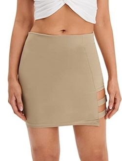 Women's Buckle Cut Out High Waist Clubwear Bodycon Mini Skirt