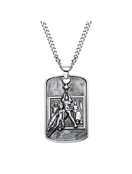 Star Wars Jewelry Poster Relief Stainless Steel Dog Tag Men's Pendant Necklace, 22"