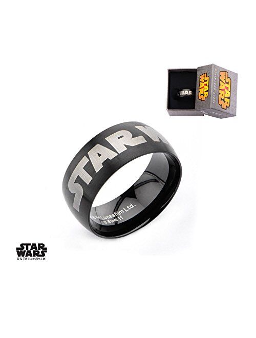 Star Wars: Men’s Logo Fashion Ring IP Black 316 Stainless Steel, Bin 50