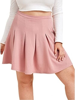 Women's Plus Size Basic Stretchy Flared High Waist Casual Mini Skater Skirts