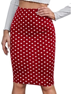 Women's Pencil Skirt Elastic Waist Bodycon Knee Length Skirts