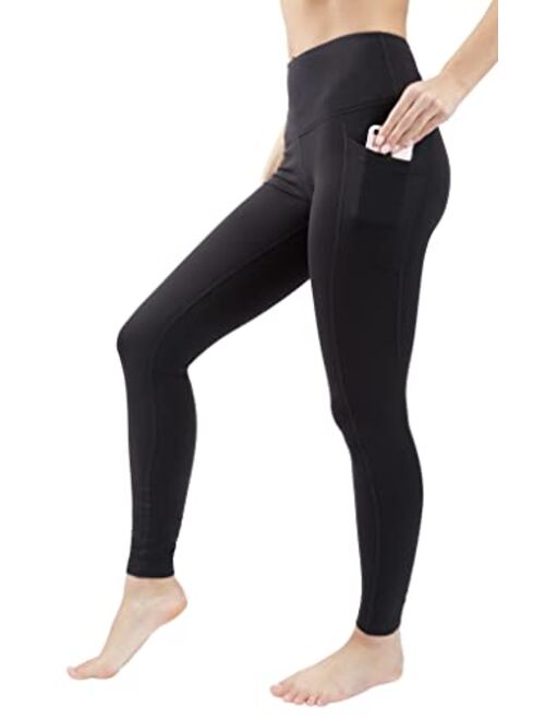 90 Degree By Reflex Yogalicious Squat Proof Fleece Lined High Waist Legging with Pockets for Women - Black - Small