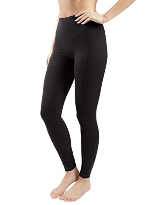 90 Degree By Reflex Yogalicious Squat Proof Fleece Lined High Waist Legging with Pockets for Women - Black - Small