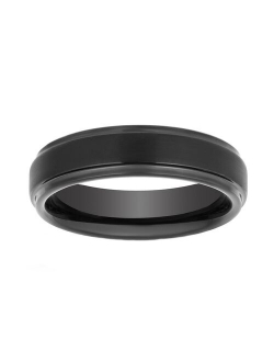 Men's Lovemark Tungsten 6 mm Step Edge Satin Center Wedding Band