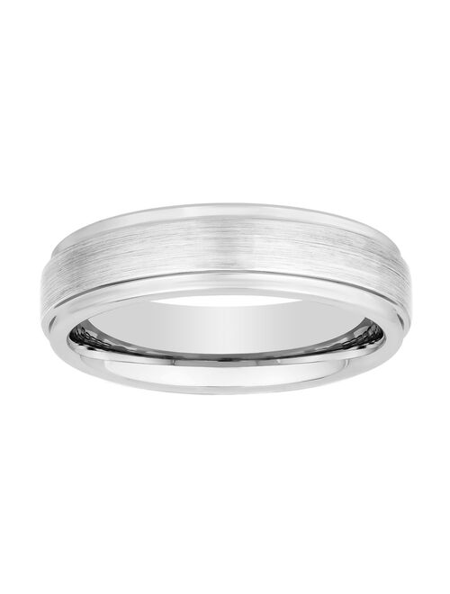 Men's Lovemark Tungsten 6 mm Step Edge Satin Center Wedding Band