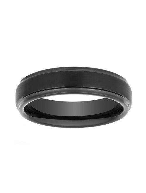 Men's Lovemark Tungsten 6 mm Step Edge Satin Center Wedding Band