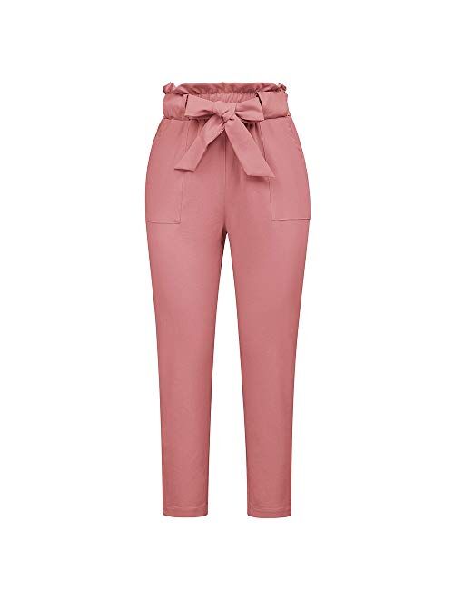 GRACE KARIN Women's Paper Bag Waist Pants Slim Fit Casual Office Pencil Pants