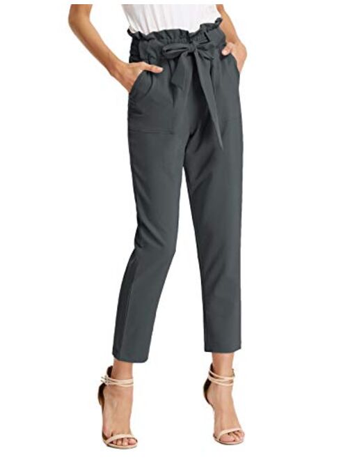 GRACE KARIN Women's Paper Bag Waist Pants Slim Fit Casual Office Pencil Pants