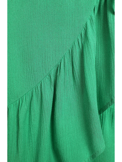 Lulus Coastline Beauty Green Two-Piece Midi Wrap Dress