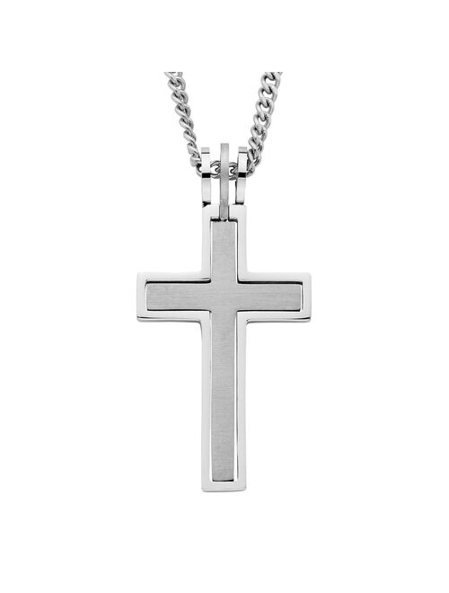 Men's Boston Bay Diamonds Stainless Steel Cross Pendant Necklace