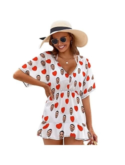 Interestprint Custom Face American Flag Sexy One Piece Cover Up Dress Personalized Bikini Swimsuit Coverups