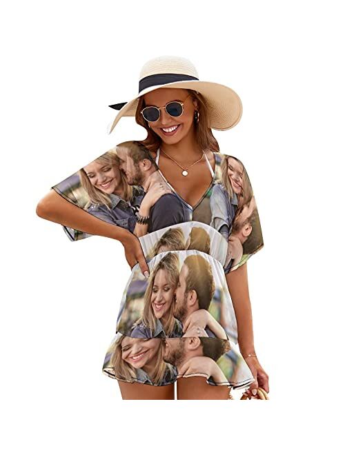 Interestprint Custom Face American Flag Sexy One Piece Cover Up Dress Personalized Bikini Swimsuit Coverups