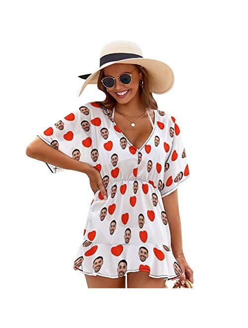 Interestprint Custom Face American Flag Sexy One Piece Cover Up Dress Personalized Bikini Swimsuit Coverups