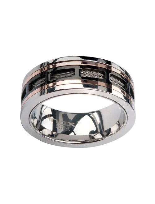 Men's Black Plated Spinner Window Stainless Steel Ring