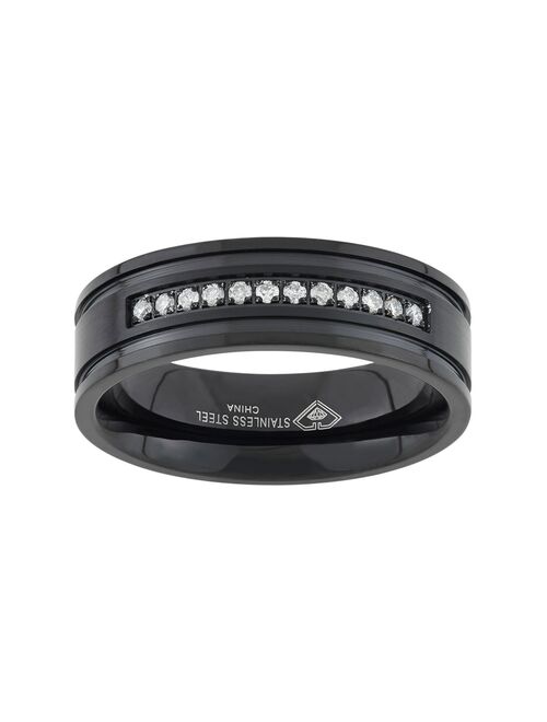 1/6 Carat T.W. Diamond Black Ion-Plated Stainless Steel Wedding Band - Men