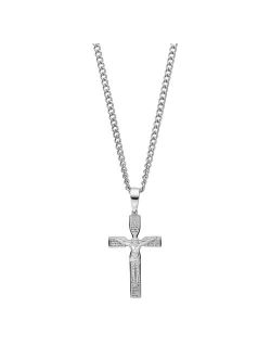 Men's Stainless Steel The Lord's Prayer Crucifix Pendant Necklace