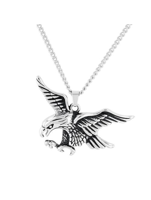 Steel Nation Men's Stainless Steel Eagle Pendant Necklace