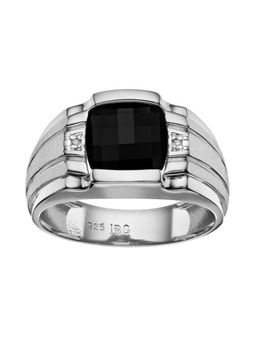 Men's Onyx & Diamond Accent Sterling Silver Ring