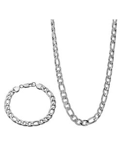 Stainless Steel Curb Chain Necklace & Bracelet Set