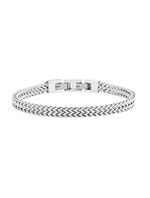 Geoffrey Beene Men’s Stainless Steel Double Franco Chain Bracelet with Extension