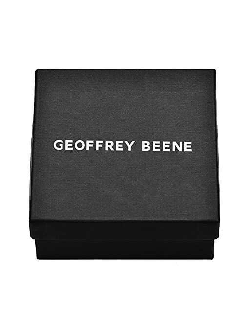 Geoffrey Beene Men's Engraving-Stainless Steel Dog Tag Pendant Necklace with Cubic Zirconia Stone