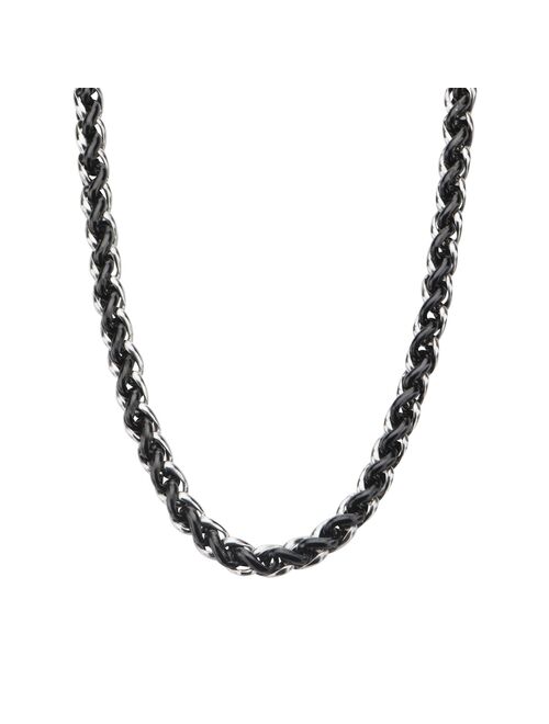 Men's Stainless Steel & Black Wheat Chain Necklace