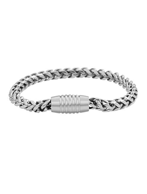 Geoffrey Beene Men's Stainless Steel Franco Chain Bracelet with Magnetic Clasp