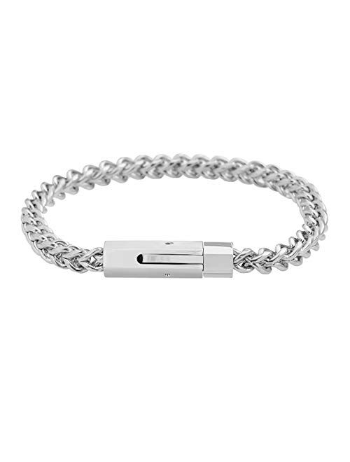 Geoffrey Beene Men's Stainless Steel 6mm Franco Link Chain Bracelet