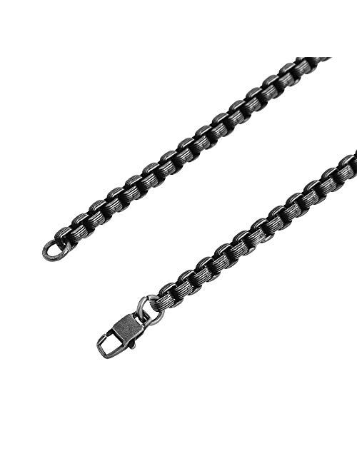 Geoffrey Beene Men's 6mm Stainless Steel 24inches Pattern Box Chain Link Necklace