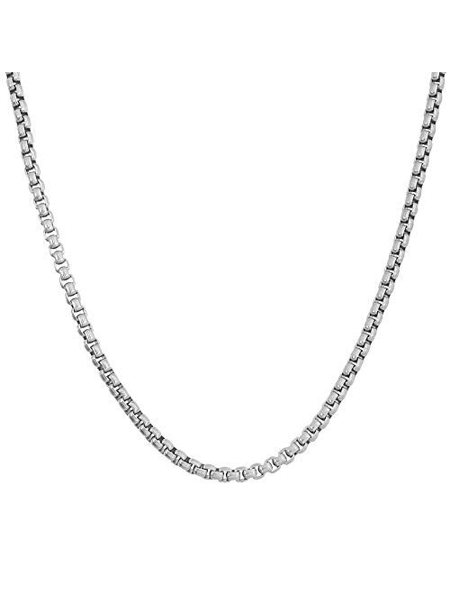 Geoffrey Beene Men's 6mm Stainless Steel 24inches Pattern Box Chain Link Necklace