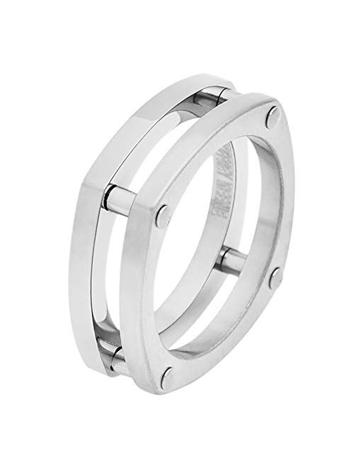 Geoffrey Beene Men’s Comfort Fit Bike Chain Stainless Steel Ring