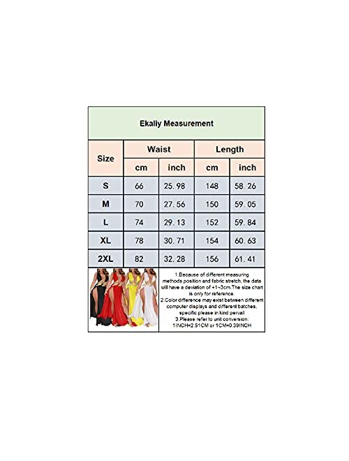 Ekaliy Women Sexy Deep V Neck Sleeveless Maxi Dress High Slit Embroidery Long Evening Dress Clubwear