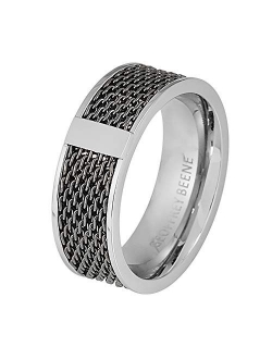 Men's 8mm Stainless Steel Polished Edge Mesh Ring