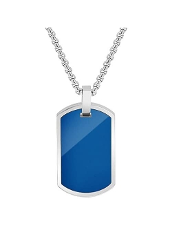 Men's Stainless Steel Engraveable Dog Tag Pendant Box Chain Necklace