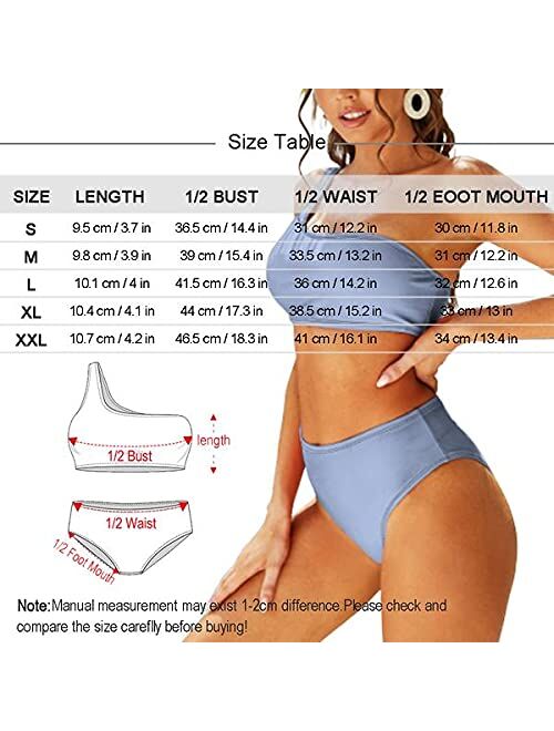 Artsadd Custom Seamless face Women's One Shoulder & High-Waisted Bikini Swimsuit Personalized Bathing Suits