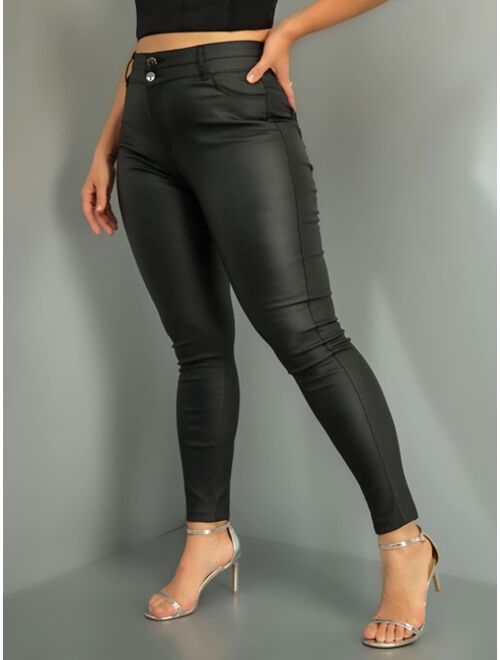 Shein Apperloth A Plus High Waist PU Leather Skinny Pants