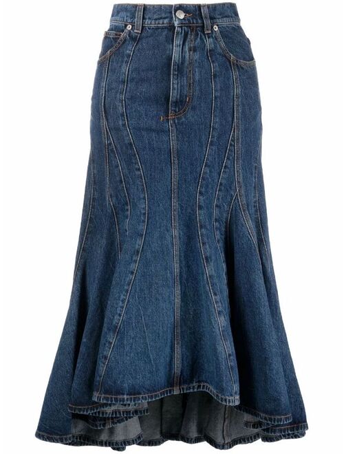 Alexander McQueen fluted denim skirt