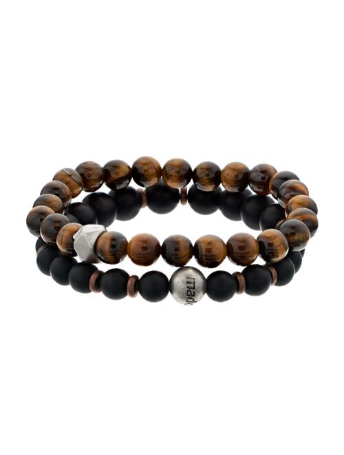 Men's 2-Piece Tiger's Eye & Glass Bead Bracelet Set