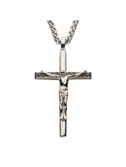 Men's Black CZ Crucifix Cross Pendant Necklace