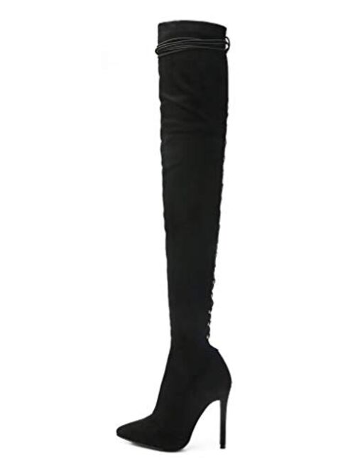 Buy Camssoo Womens Suede Heeled Thigh High Boots Knee Thigh Boots Pointed Toe Sexy Fashion Side