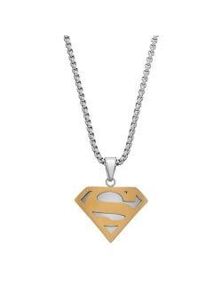 Men's Two Tone Stainless Steel DC Comics Superman Pendant Necklace