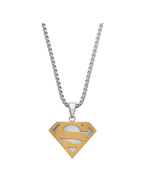 Men's Two Tone Stainless Steel DC Comics Superman Pendant Necklace