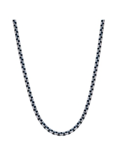 Blue Stainless Steel Box Chain Necklace