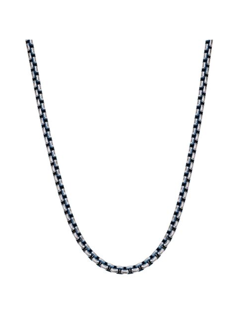 Men's LYNX Blue Stainless Steel Box Chain Necklace