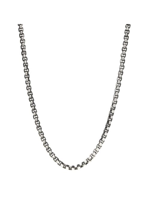 Men's LYNX Blue Stainless Steel Box Chain Necklace