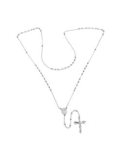 Steel Nation Stainless Steel Rosary Necklace